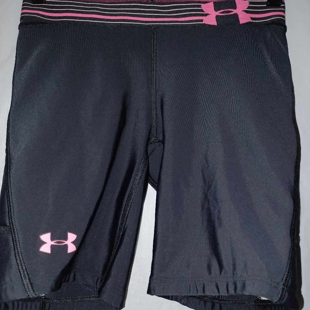 UNDER ARMOUR PADDED ATHLETIC SHORTS BLACK PINK SIZE SM/P